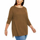 Suéter túnica feminino com costura frontal estilo &amp; co, marrom, tamanho médio