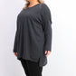 Suéter túnica feminino com costura frontal estilo &amp; co cinza tamanho 3X