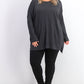 Suéter túnica feminino com costura frontal estilo &amp; co cinza tamanho 3X