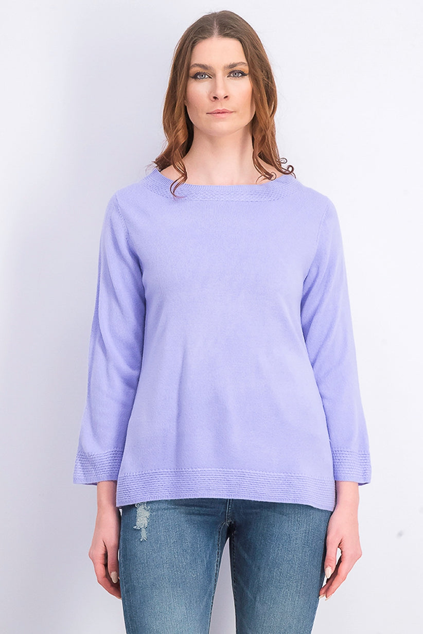 Karen Scott Suéter feminino gola canoa manga comprida roxo tamanho extra pequeno
