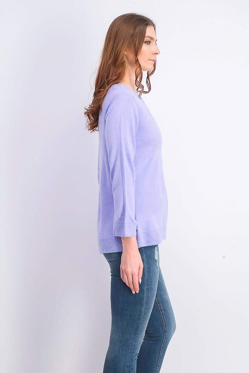 Karen Scott Suéter feminino gola canoa manga comprida roxo tamanho extra pequeno