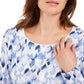 Blusa feminina Karen Scott com estampa decote redondo, azul, tamanho grande