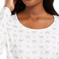 Blusa feminina Karen Scott com estampa de camelo brilhante, branca, tamanho pequeno