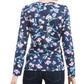 Karen Scott Blusa Henley Feminina Estampa Floral Azul Marinho Tamanho Extra Grande