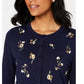 Cardigan feminino bordado floral Charter Club azul tamanho extragrande