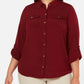 Camisa feminina plus size com botões frontais Charter Club, vermelha, tamanho 0X