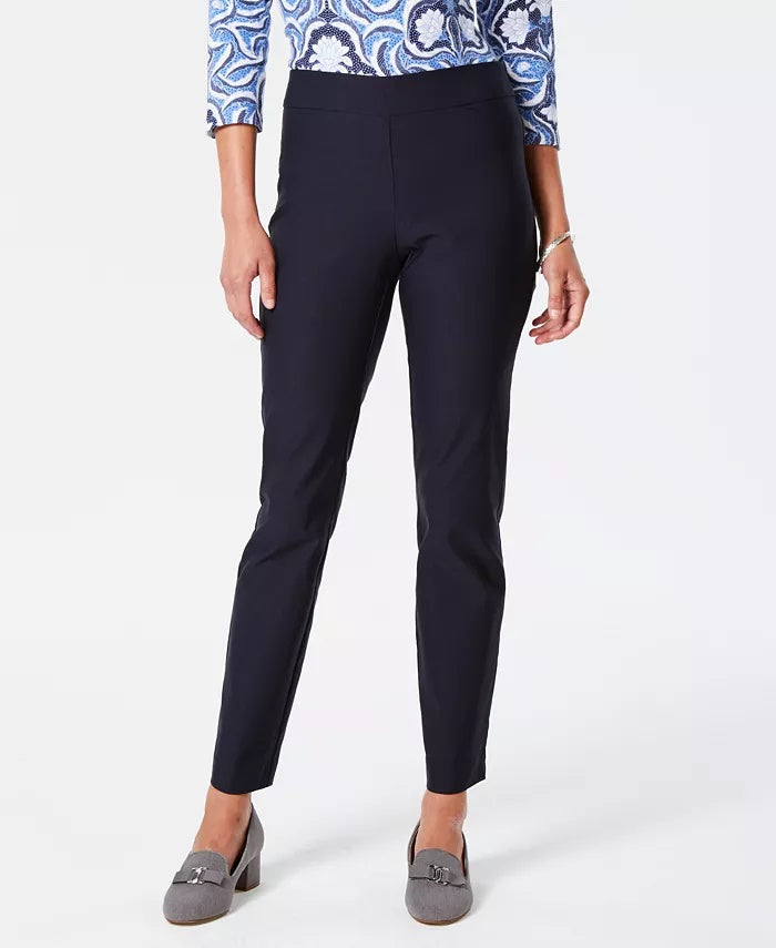 Calças de controle de barriga femininas Charter Club Cambridge Skinny Pull-On, azul brilhante, tamanho 4