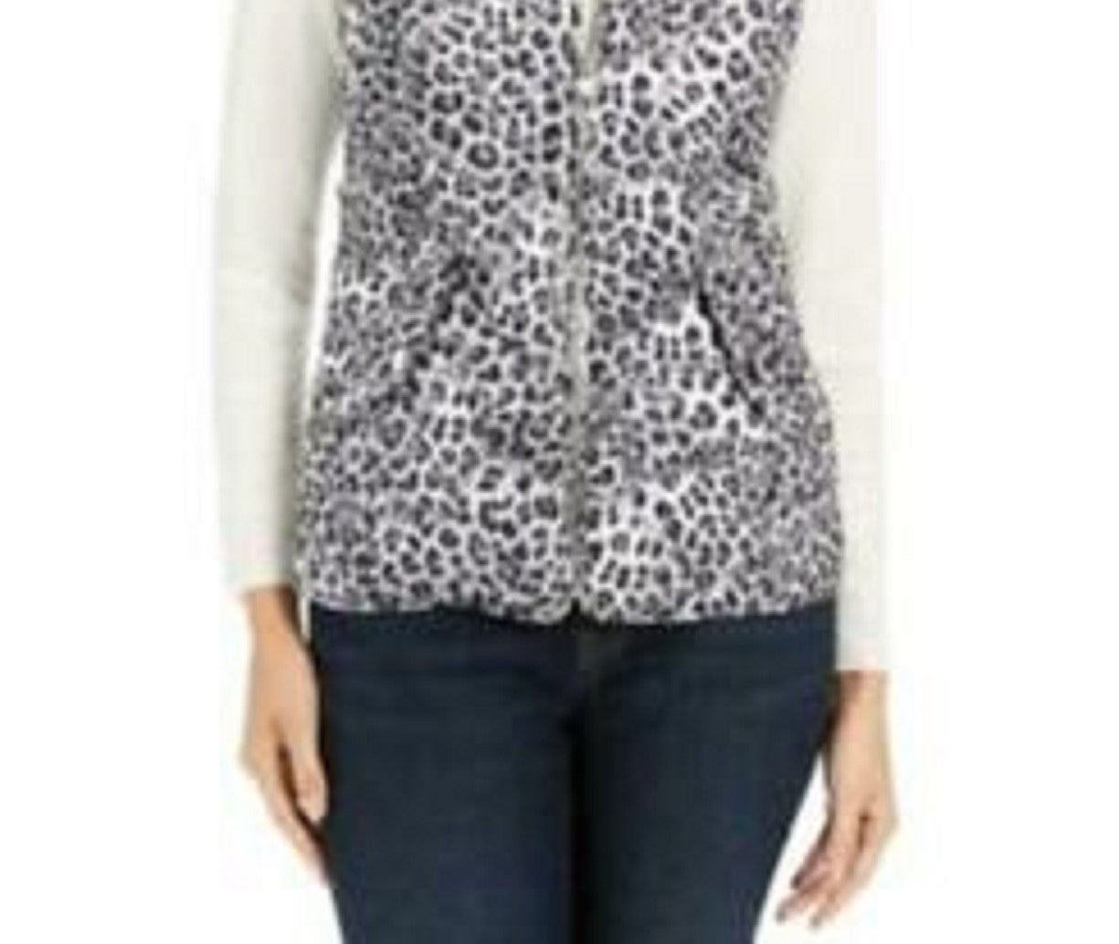 Colete acolchoado feminino com estampa animal Charter Club, branco, tamanho grande