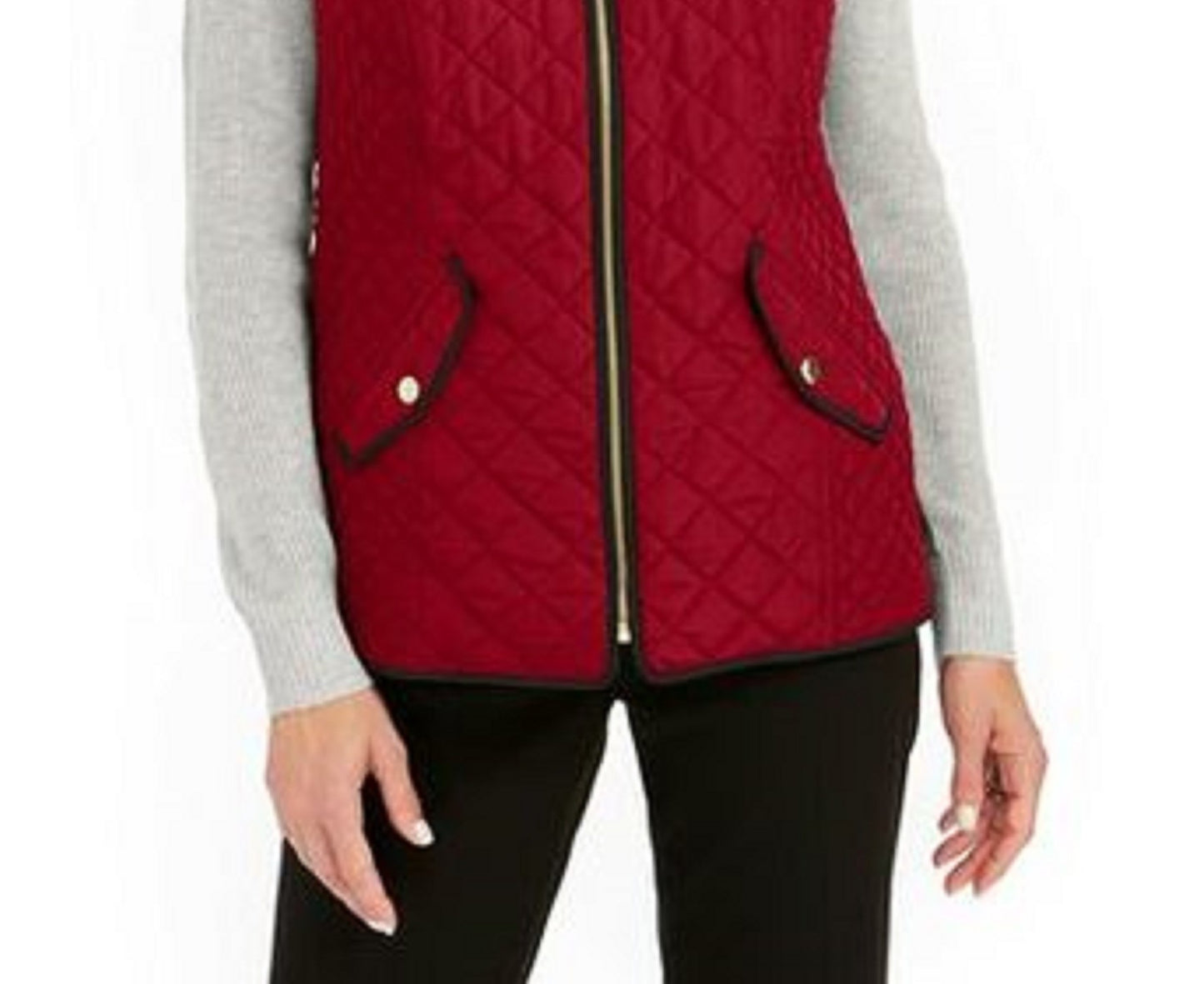 Colete feminino acolchoado com gola alta Charter Club, tamanho médio, vermelho, extra pequeno