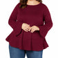 Suéter feminino plus size com babados estilo &amp; co, roxo, tamanho extragrande