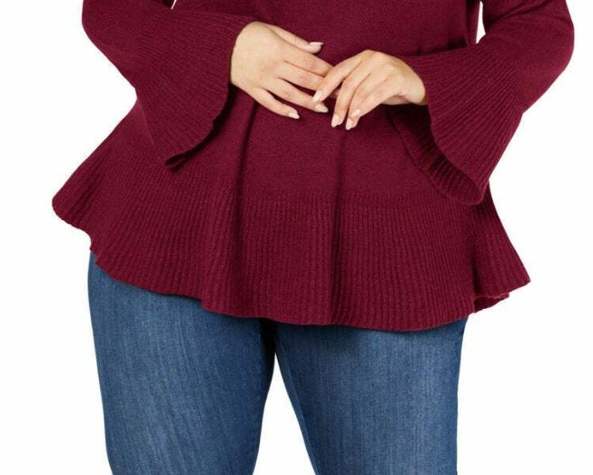 Suéter feminino plus size com babados estilo &amp; co, roxo, tamanho extragrande