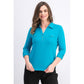 Camisa polo feminina Karen Scott Petite manga 3/4 azul-petróleo pavão tamanho pequeno pequeno