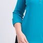 Camisa polo feminina Karen Scott Petite manga 3/4 azul-petróleo pavão tamanho pequeno pequeno