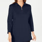 Blusa feminina Karen Scott de algodão com gola alta e zíper, tamanho P, azul