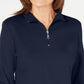 Blusa feminina Karen Scott de algodão com gola alta e zíper, tamanho P, azul