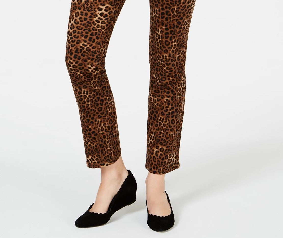 Calça jeans feminina Charter Club Petite estampada Lexington reta, marrom, tamanho 16