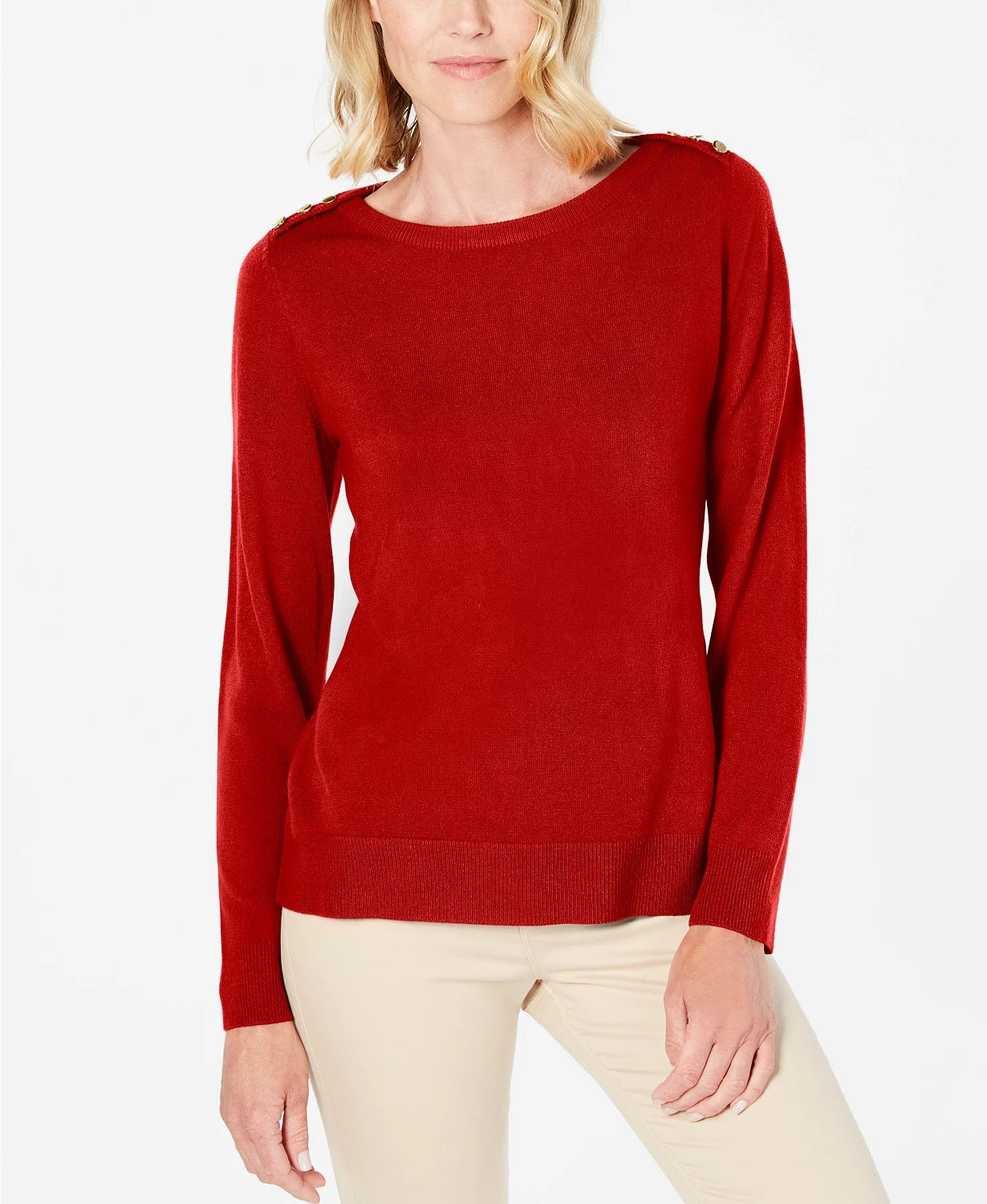 Karen Scott Suéter Feminino com Ombros Abertos, Médio, Vermelho, Tamanho Extra Pequeno
