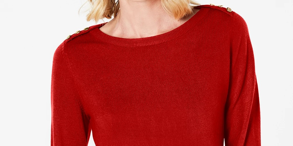 Karen Scott Suéter Feminino com Ombros Abertos, Médio, Vermelho, Tamanho Extra Pequeno