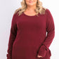 Karen Scott Suéter Feminino com Botões nos Ombros, Cor Merlot, Tamanho Pequeno Médio