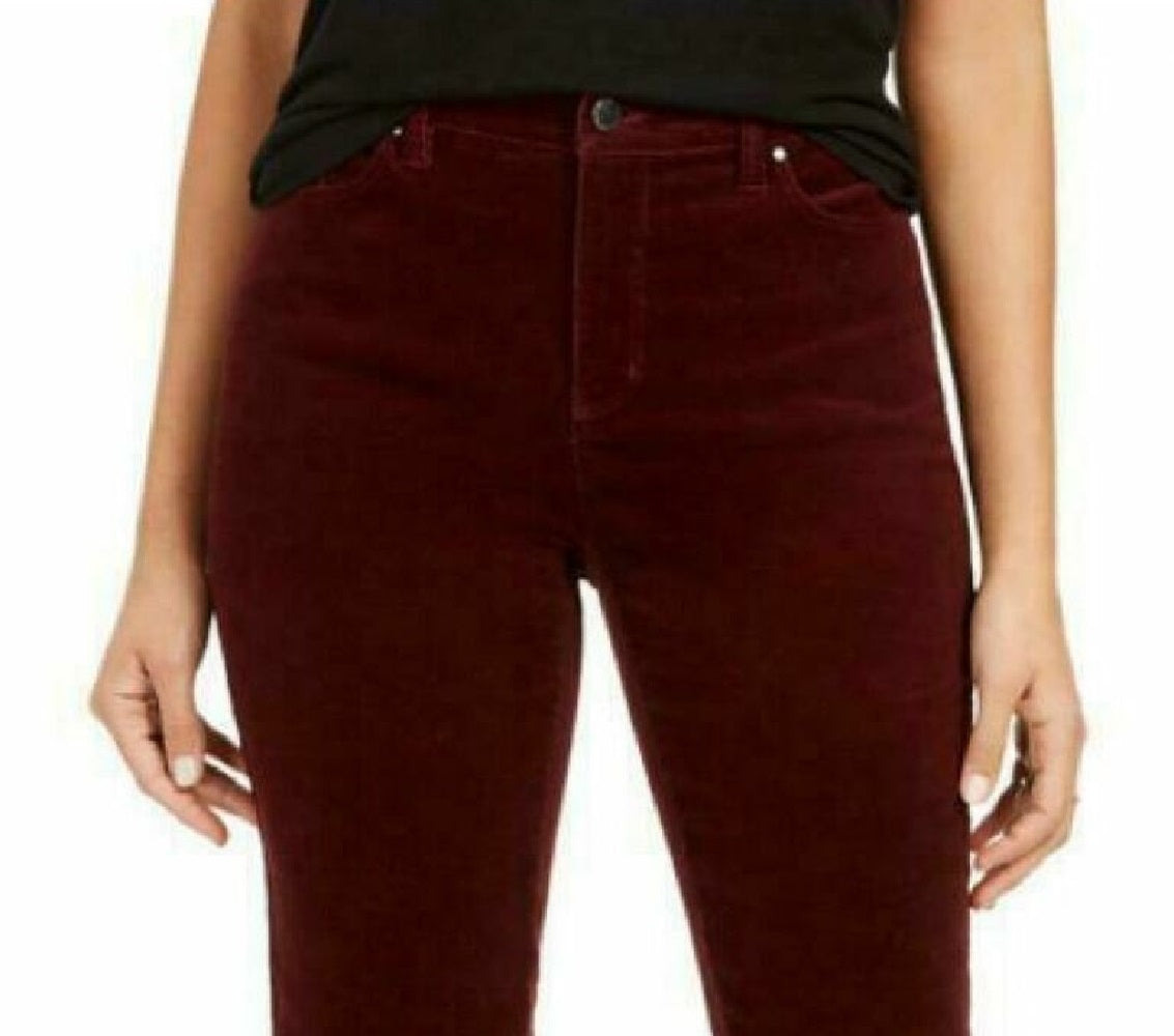 Calças de controle de barriga de veludo cotelê Lexington feminino Charter Club, vinho, tamanho 4