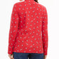 Karen Scott Camiseta Feminina Skiing Penguins Estampada Gola Mock Vermelho Brilhante Tamanho Médio