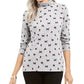 Blusa de gola alta com estampa de gato e laço Karen Scott feminina, cinza, tamanho extragrande