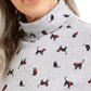 Blusa de gola alta com estampa de gato e laço Karen Scott feminina, cinza, tamanho extragrande