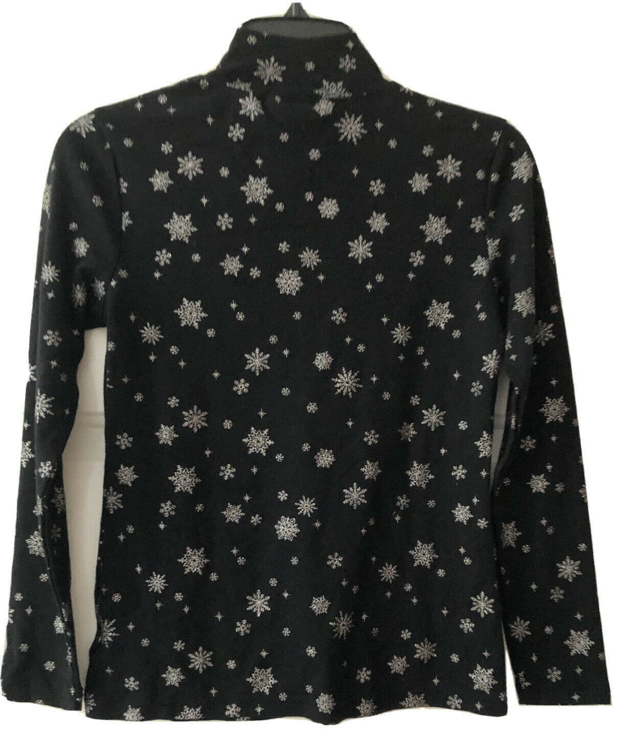 Karen Scott Blusa Feminina Snowy Glory Gola Falsa Preta Tamanho Pequeno