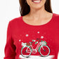 Karen Scott Camiseta Feminina Snow Bike Algodão Vermelho Brilhante Tamanho P