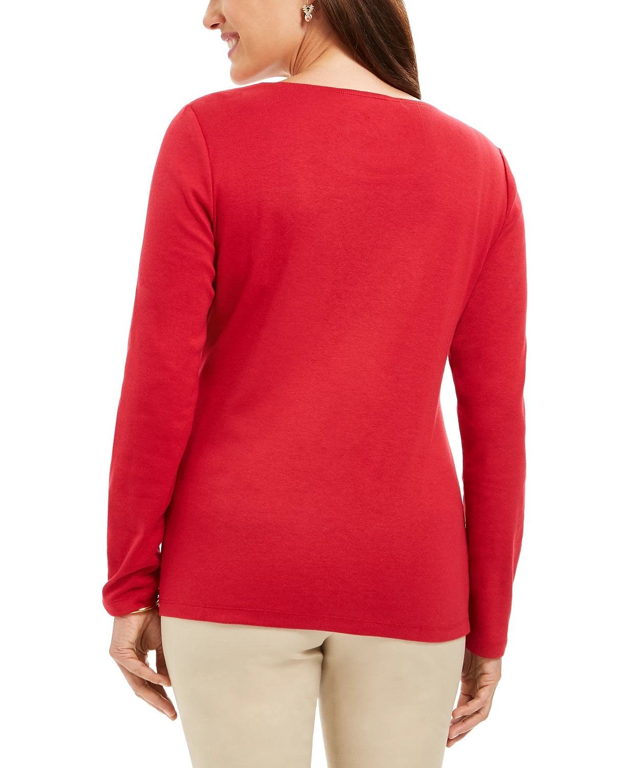 Karen Scott Camiseta Feminina Snow Bike Algodão Vermelho Brilhante Tamanho P