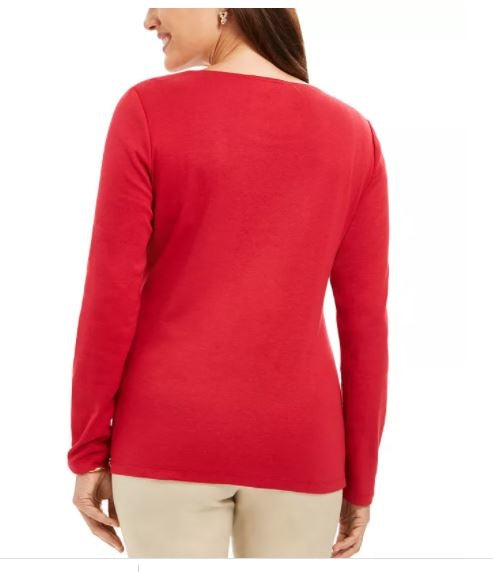 Karen Scott Camiseta Feminina Snow Bike Algodão Vermelha Tamanho Grande