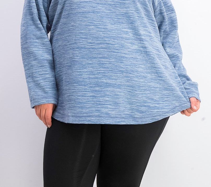 Karen Scott Blusa Plus Size Feminina de Microfleece Marmorizada Preta Tamanho Extra Grande