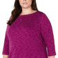 Karen Scott Blusa Plus Size Feminina Microfleece Marmorizada Roxa Tamanho 2 Extra Grande