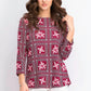 Blusa feminina com estampa de azulejos Charter Club vermelha, tamanho grande