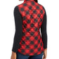 Colete esportivo feminino Karen Scott xadrez puffer vermelho brilhante tamanho grande