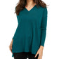 Suéter túnica feminino com decote em V estilo &amp; co, verde, tamanho extragrande