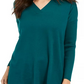 Suéter túnica feminino com decote em V, estilo &amp; co, vermelho, tamanho grande