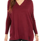 Suéter túnica feminino com decote em V, estilo &amp; co, vermelho, tamanho XX-grande