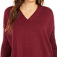 Suéter túnica feminino com decote em V, estilo &amp; co, vermelho, tamanho XX-grande
