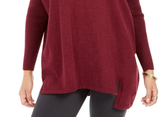 Suéter túnica feminino com decote em V, estilo &amp; co, vermelho, tamanho XX-grande