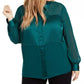 Blusa feminina Alfani Plus Size de cetim com estampa de mídia mista, verde escuro, tamanho 4X