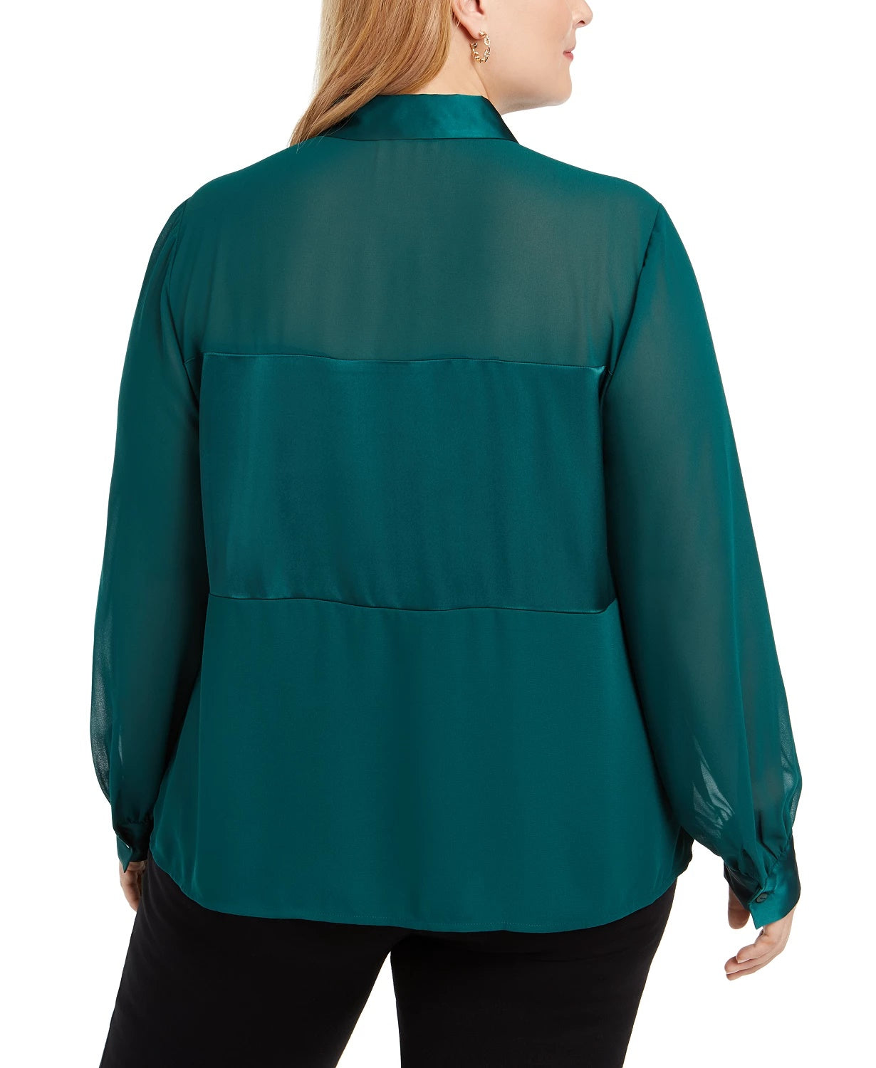 Blusa feminina Alfani Plus Size de cetim com estampa de mídia mista, verde escuro, tamanho 4X