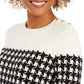 Suéter feminino Charter Club com gola redonda e estampa pied-de-poule colorblock, preto, tamanho grande