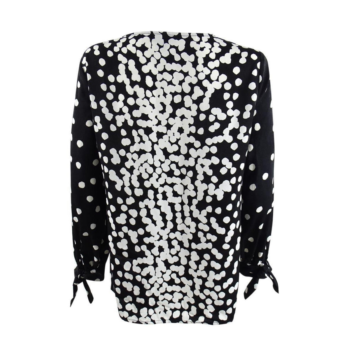 Blusa feminina Alfani com mangas franzidas e amarração, preta, tamanho pequeno