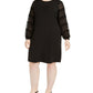Vestido feminino Alfani Plus Size com mangas enfeitadas e decote profundo, preto, tamanho 2X
