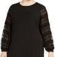 Vestido feminino Alfani Plus Size com mangas enfeitadas e decote profundo, preto, tamanho 2X