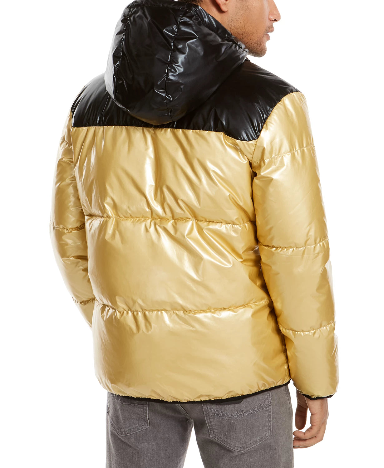 Casaco acolchoado com capuz Alfani masculino, amarelo, tamanho médio