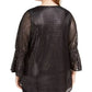 Blusa feminina Alfani Plus Size com estampa metálica e manga sino, cinza, tamanho 3X