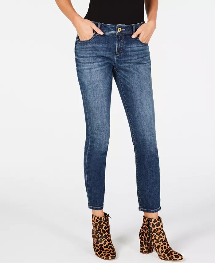 Calça jeans skinny feminina Petite Tummy-Control da INC International Concepts, azul, tamanho 2P