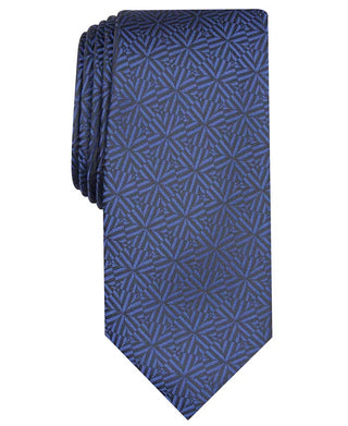 Gravata Alfani Masculina Slim Geométrica Azul Escuro Tamanho Regular